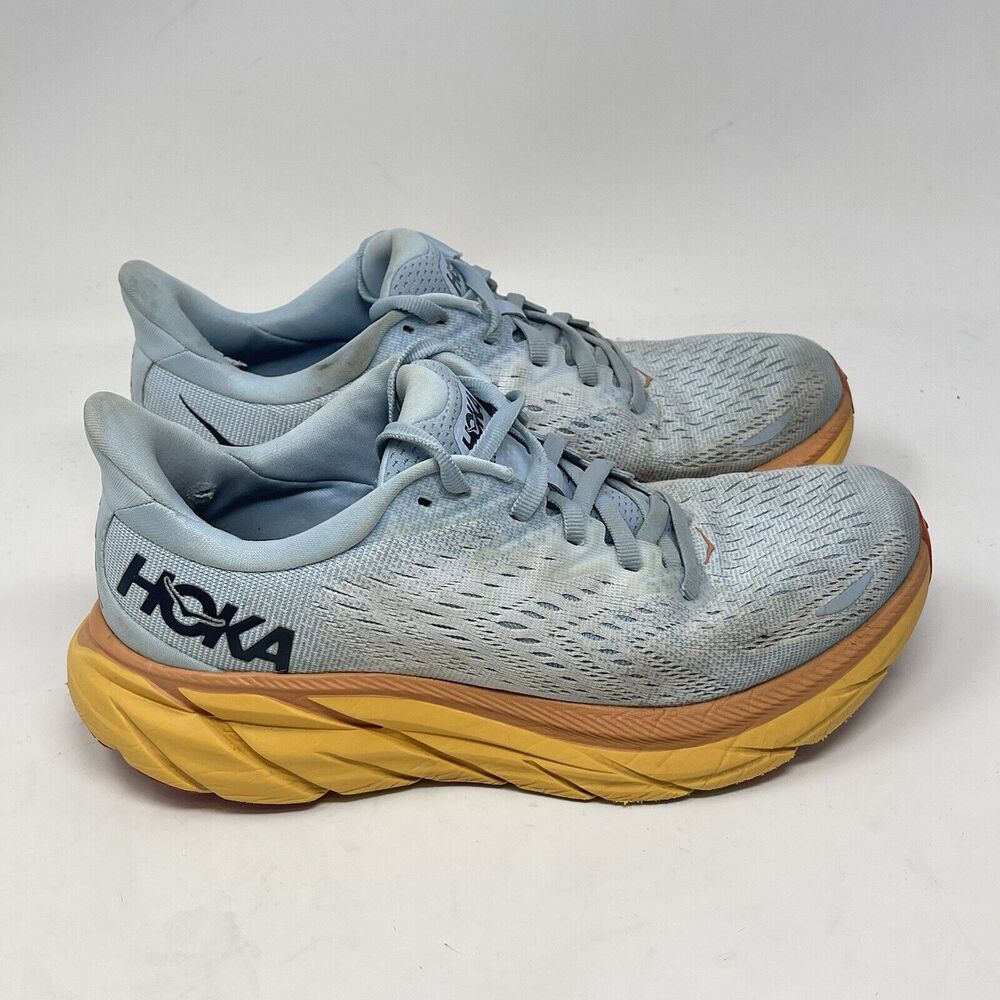 Hoka One One Clifton 8 Womens 7 Blue Mesh Running Walking Shoes Sneakers